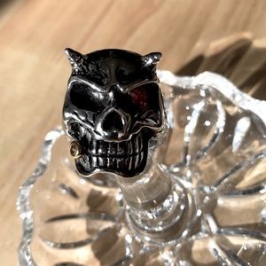 5/$25 Silver Skull Bullet Smoking Biker Ring